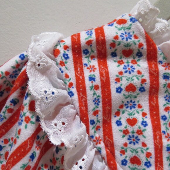 LANZ OF SALZBURG Tyrolean Cotton Flannel Floral Heart Nightgown Dress Prairie - Picture 5 of 14